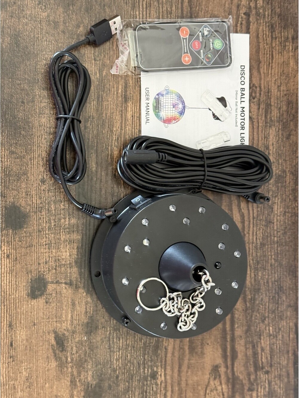 Rotating Disco Ball with Motor & RGBW LED Lights, Remote-Controlled Spinner